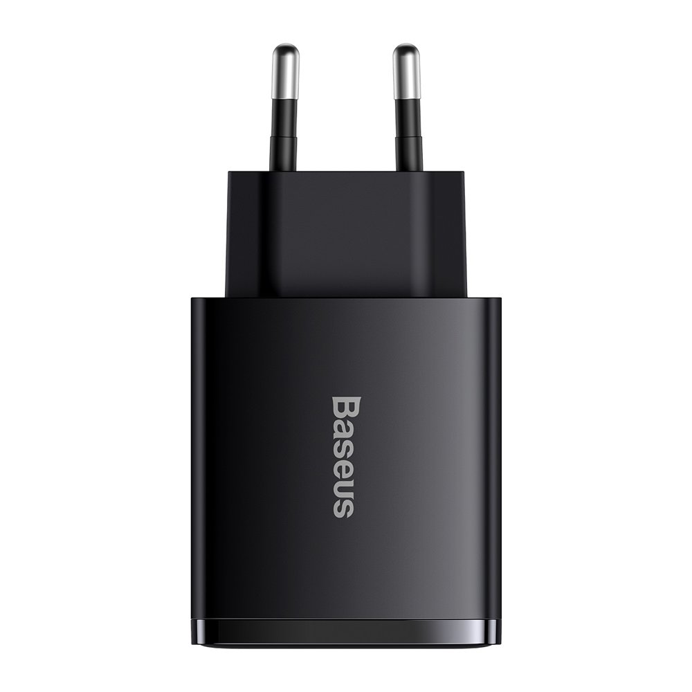 Baseus® CCXJ-E01 30W Hitri Stenski Polnilec 2 x USB + Type C Quick Charge 3.0 Črni