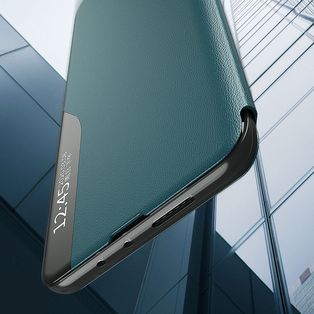 Side Clear View Standing Cover za Xiaomi Redmi 9A Zeleni