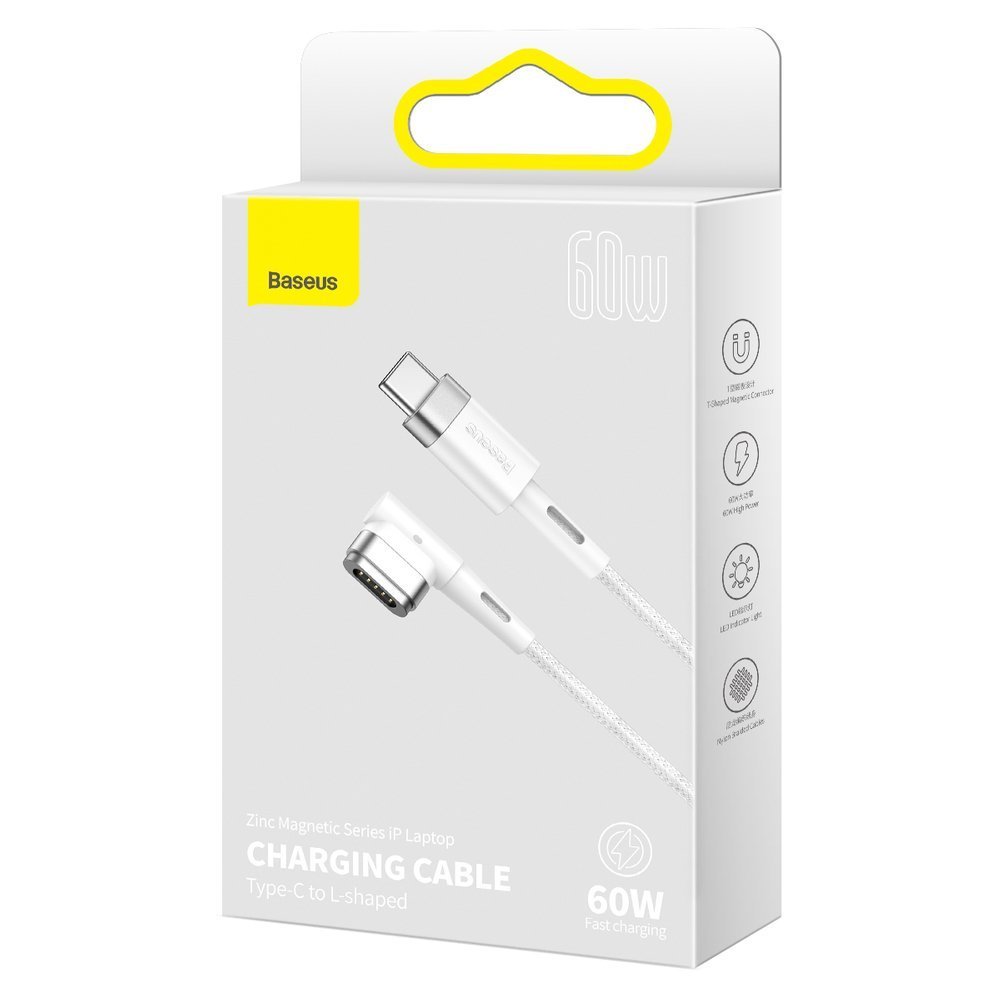 Baseus® CATXC-W02 Magnetni MacBook Type C 60W kabel 2M beli (L-oblika)