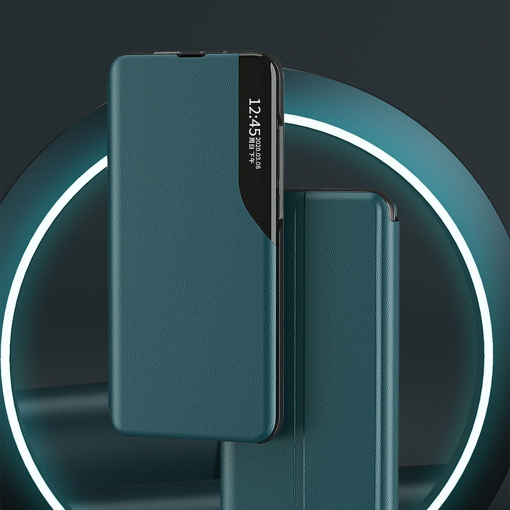 Side Clear View Standing Cover za Samsung Galaxy A12 Zeleni