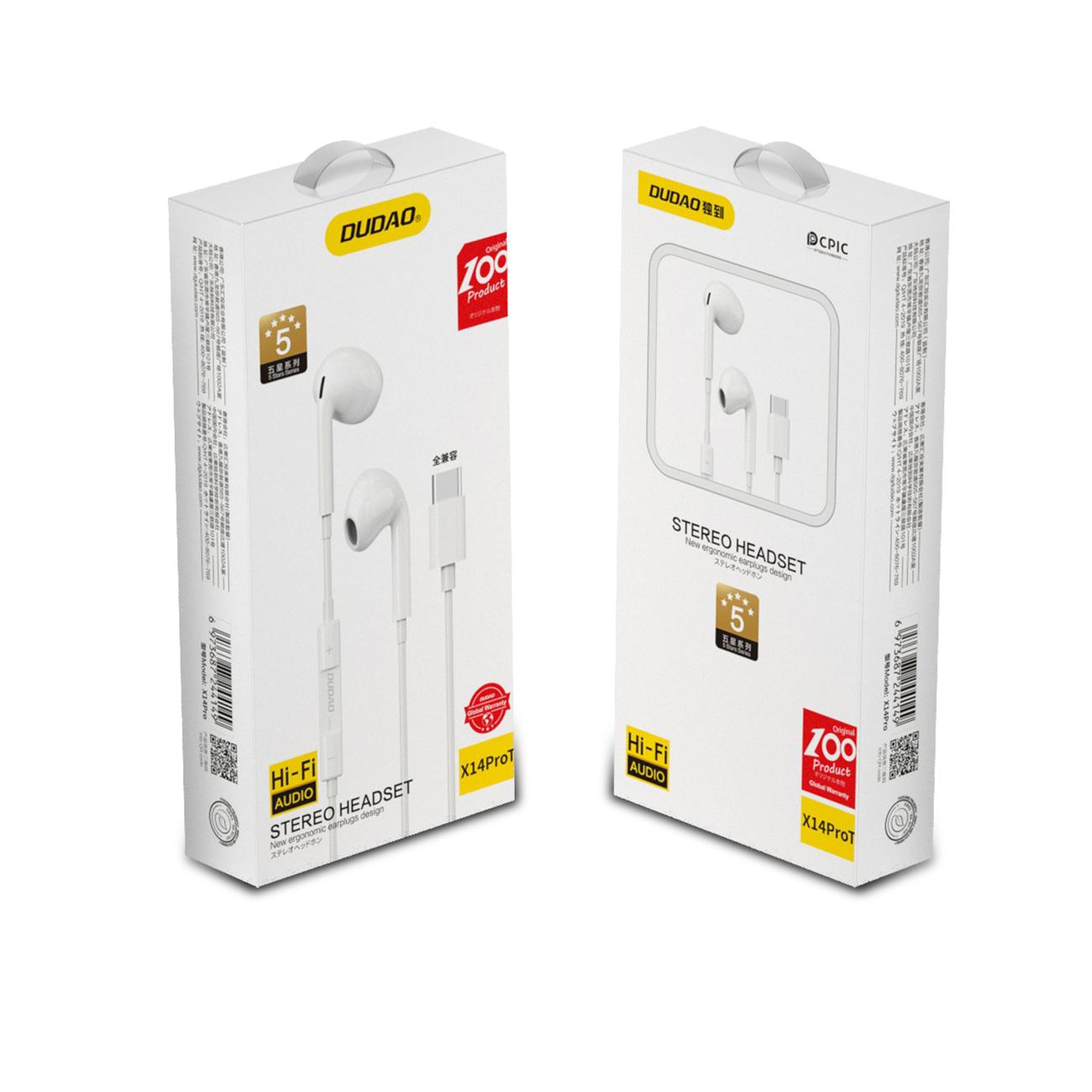 DUDAO® X14ProT Slušalke Type C Bele