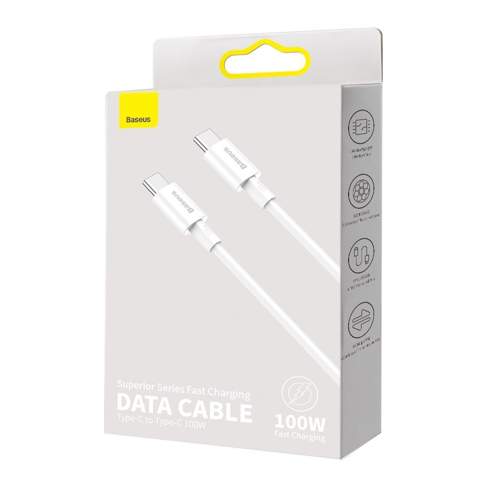 Baseus® CATYS-C02 Silikonski Type C to Type C Kabel 2M 100W Beli