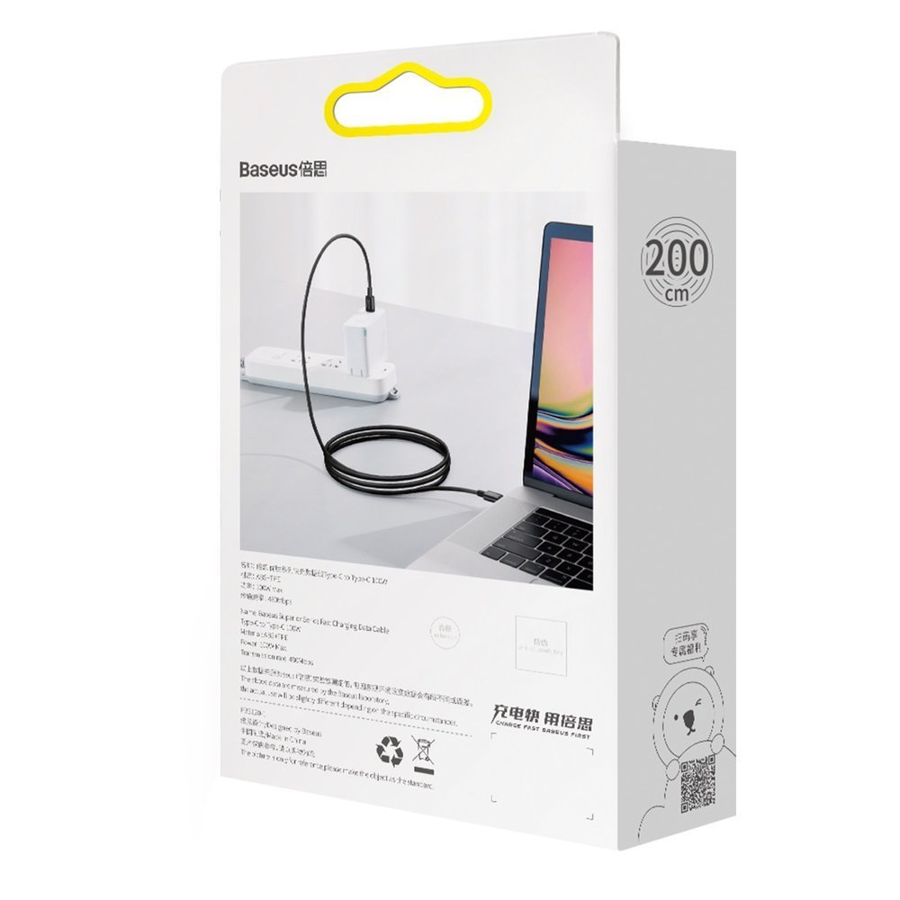 Baseus® CATLYS-A01 Silikonski Lightning to Type C Kabel 1M 20W Črni