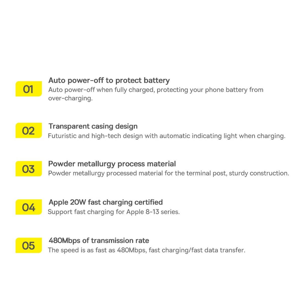 Baseus® CATLGD-01 Type C to Lightning Kabel 1M 20W Črni