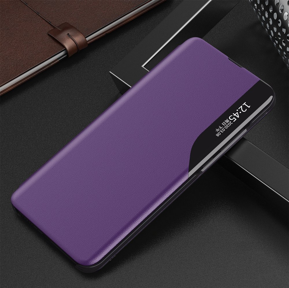 Side Clear View Standing Cover za Samsung Galaxy S22 Ultra vijolični