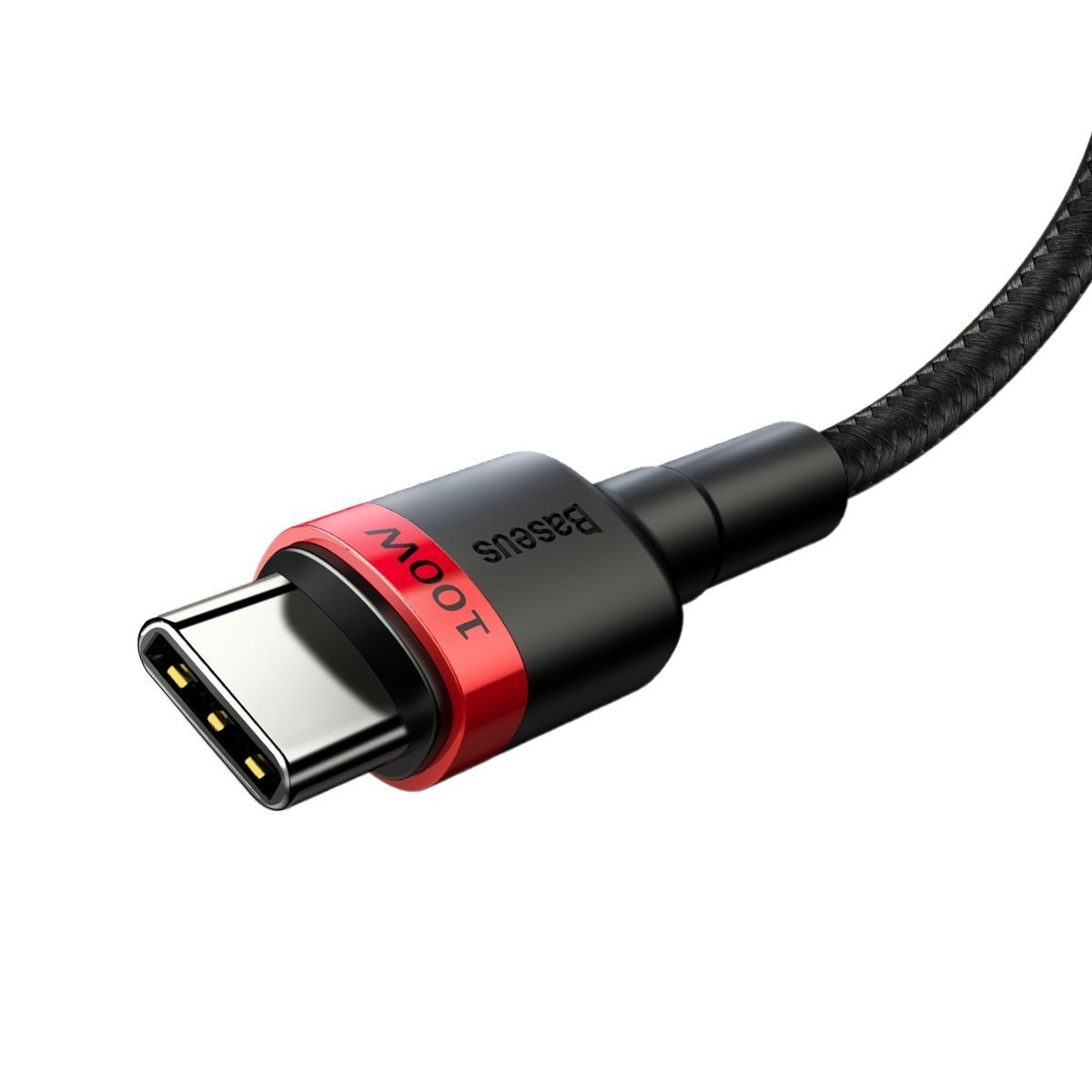 Baseus® CATKLF-AL91 Pleteni Type C to Type C Kabel 2M 100W črno rdeči