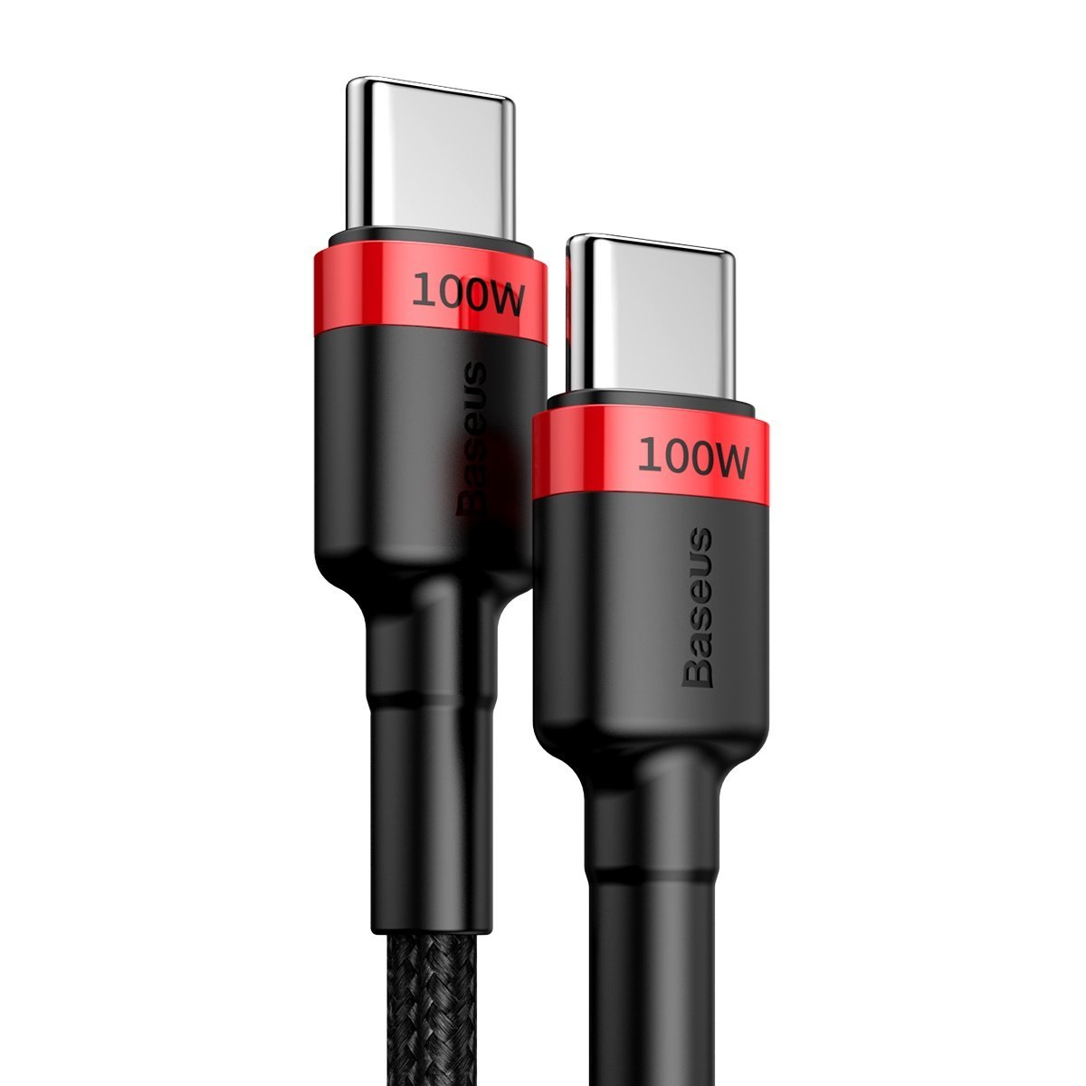Baseus® CATKLF-AL91 Pleteni Type C to Type C Kabel 2M 100W črno rdeči
