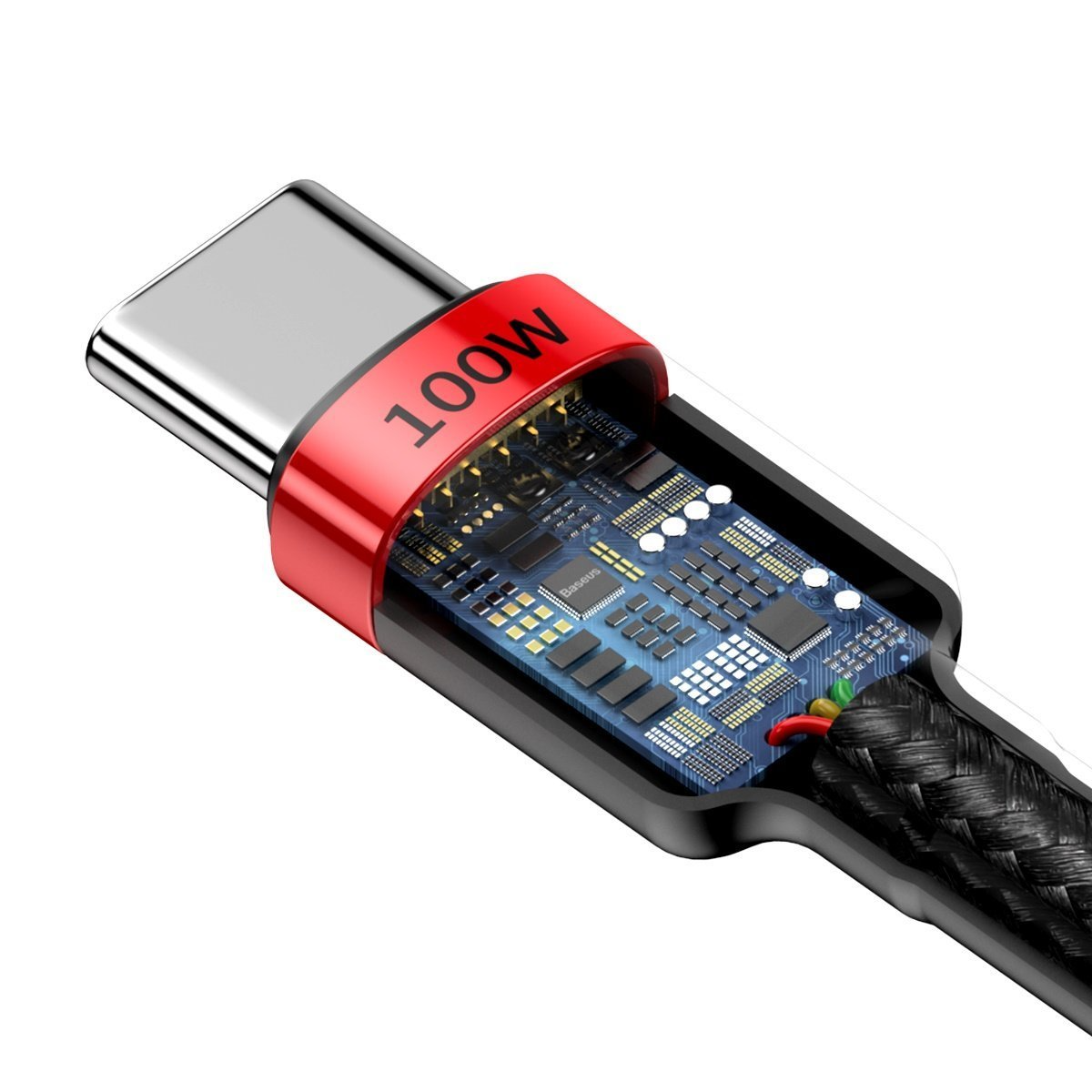 Baseus® CATKLF-AL91 Pleteni Type C to Type C Kabel 2M 100W črno rdeči